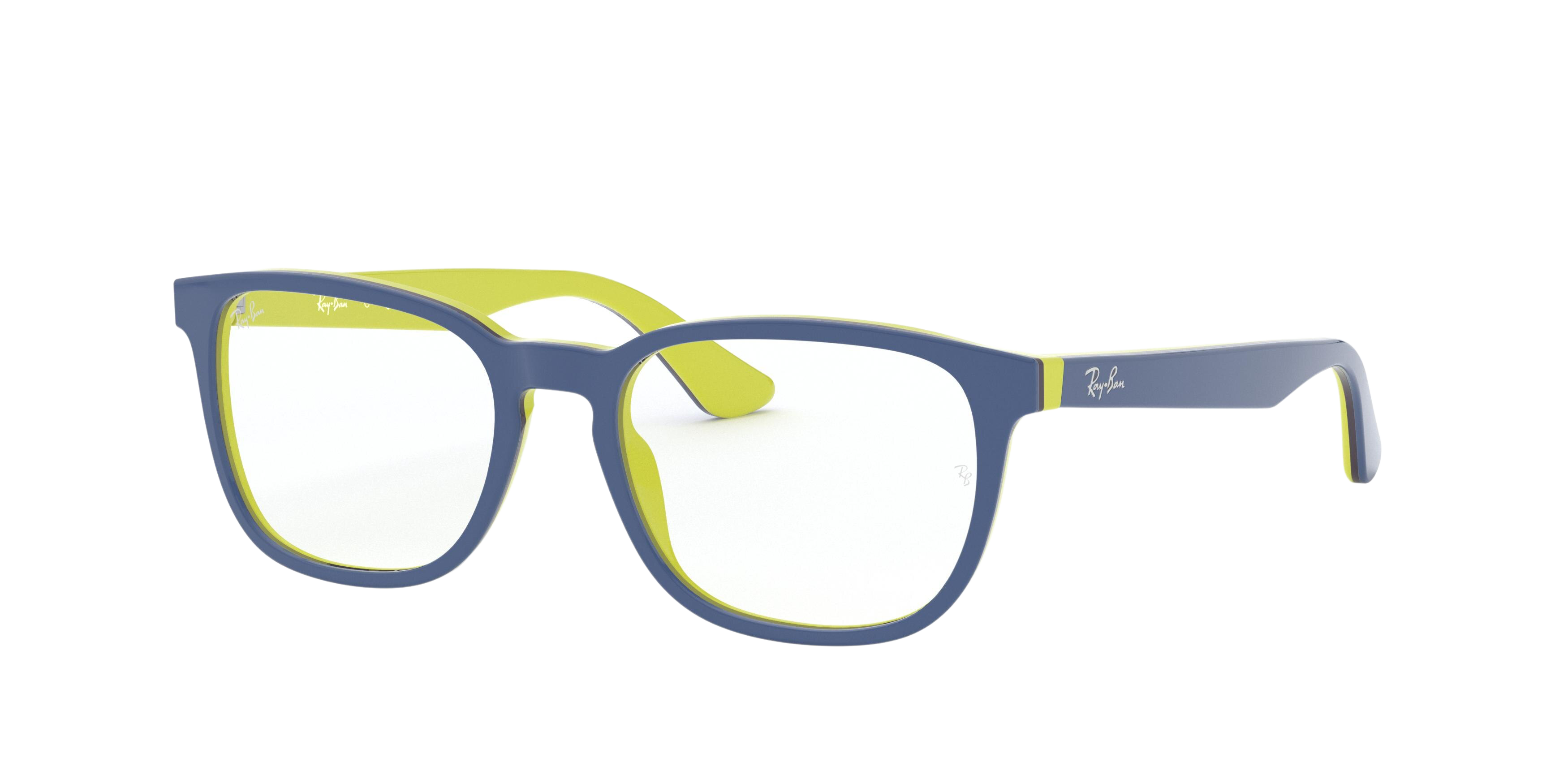 Ray-Ban RY1592 square eyeglasses in Top Blue on Yellow/Black