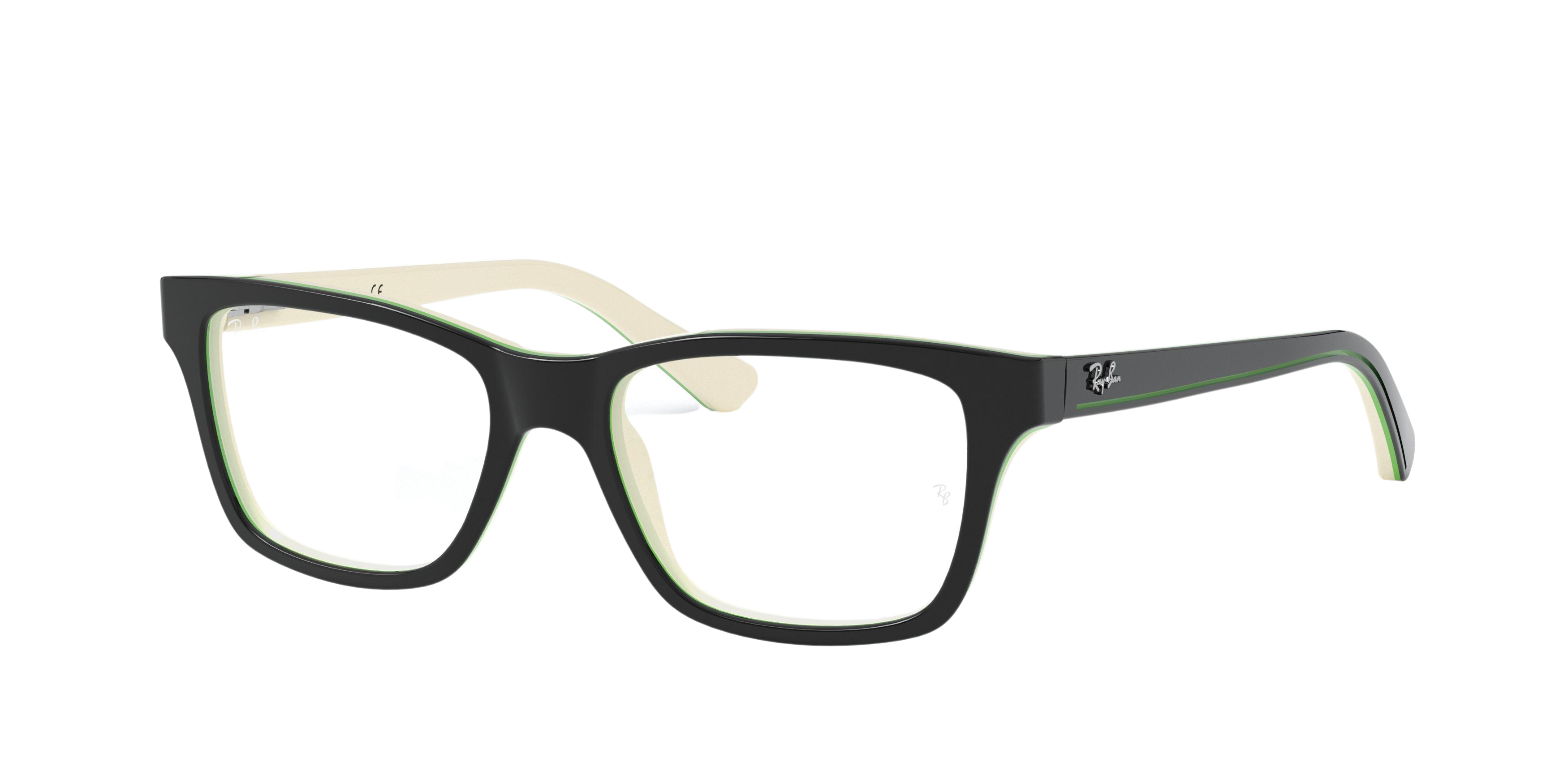 Ray-Ban RY1536 square eyeglasses in Top Black on White/Green