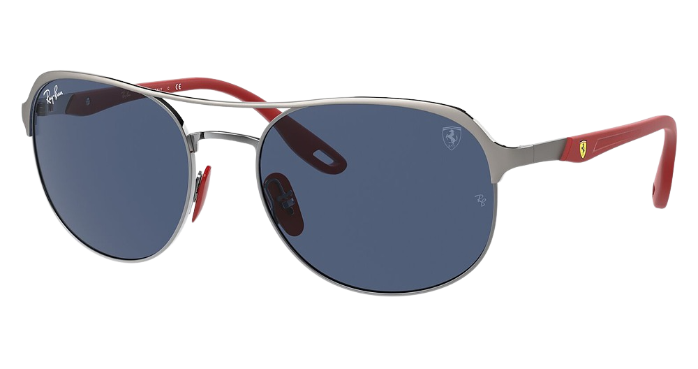 Ray-Ban RB3685M round sunglasses in Matte Grey on Gunmetal/Dark Blue