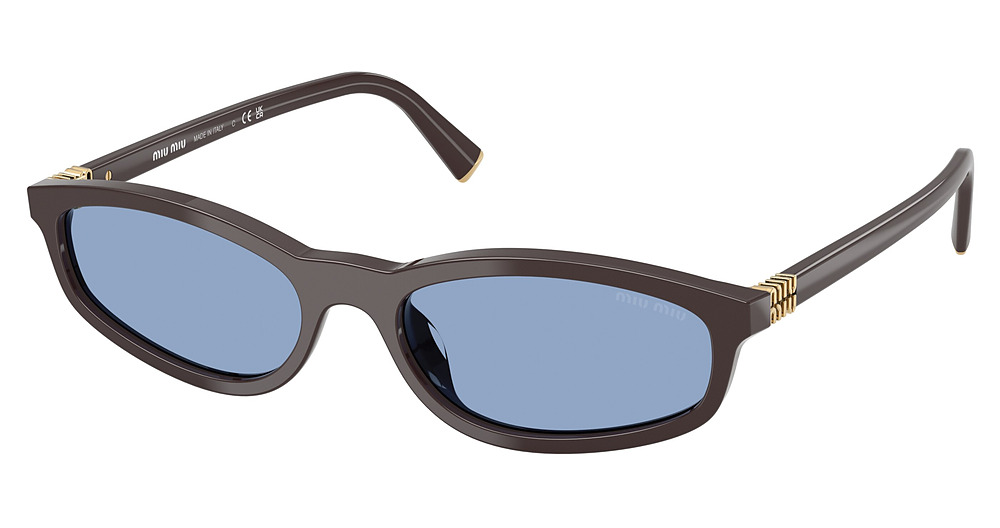 Miu Miu MU A06S round sunglasses in Moka/Light Blue