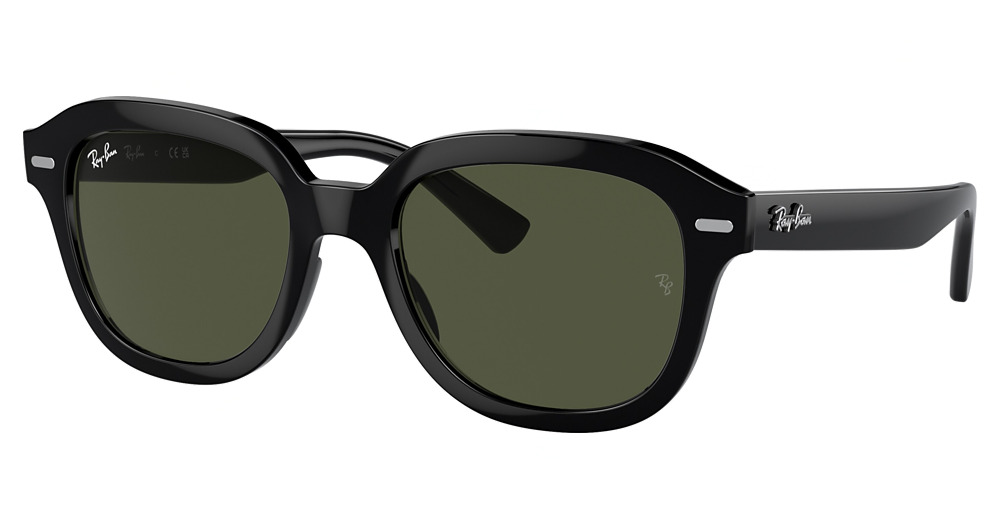 Ray-Ban RB4398F ERIK round sunglasses in Black/Green