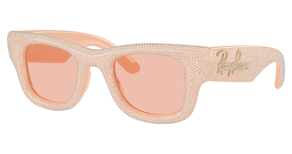 Ray-Ban RB4940BP WAYFARER PUFFER square sunglasses in Solid Nude/Dark Pink