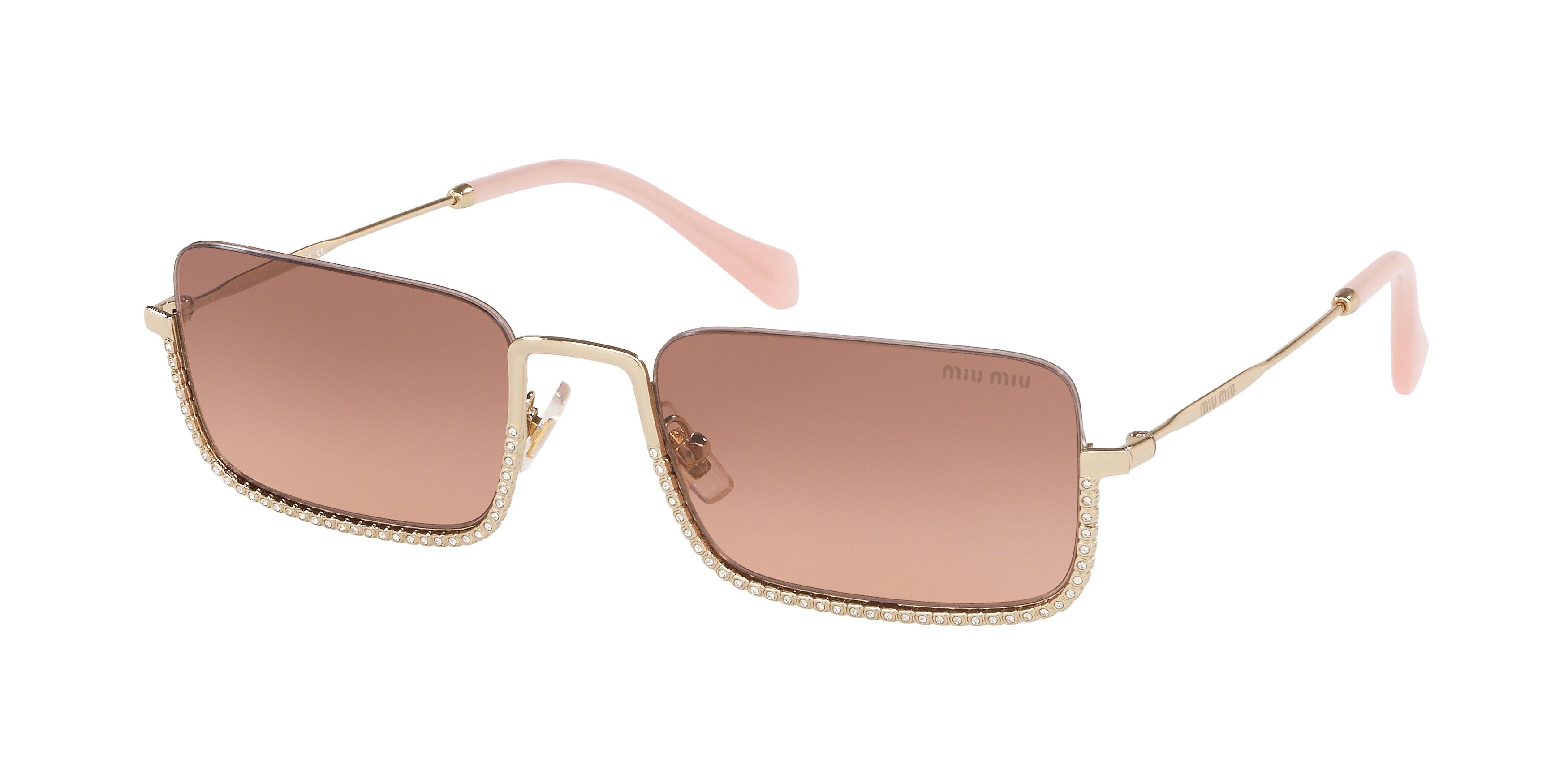 Miu Miu MU 70US rectangle sunglasses in Pale Gold