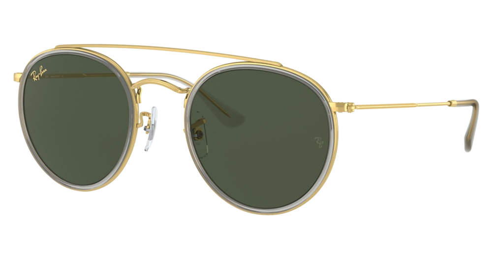 Ray-Ban RB3647N round sunglasses in Legend Gold/G 15 Green