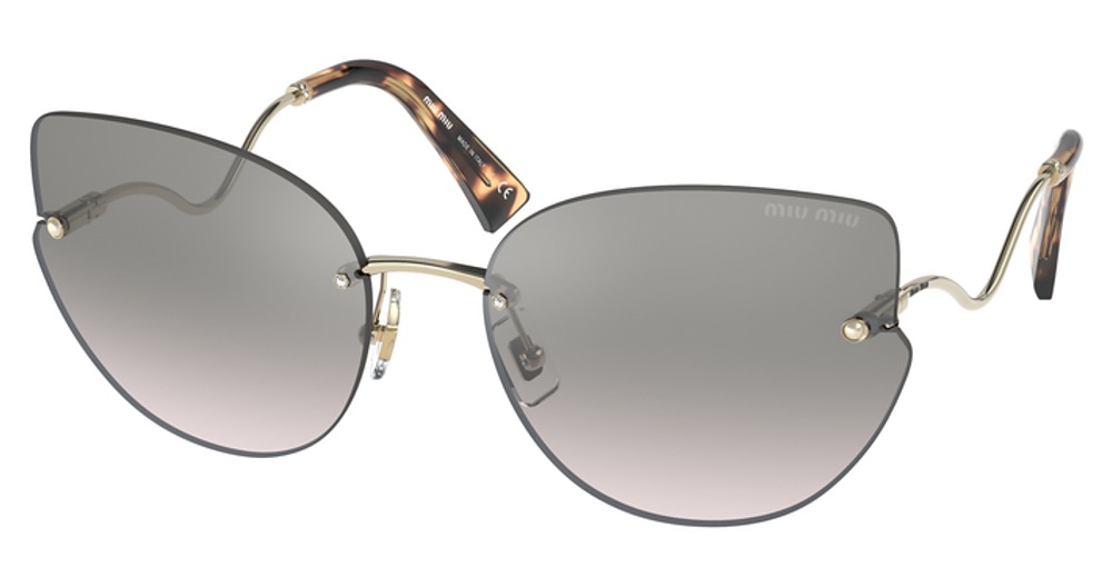 Miu Miu MU 51XS cateye sunglasses in Pale Gold/Gradient Grey Mirror