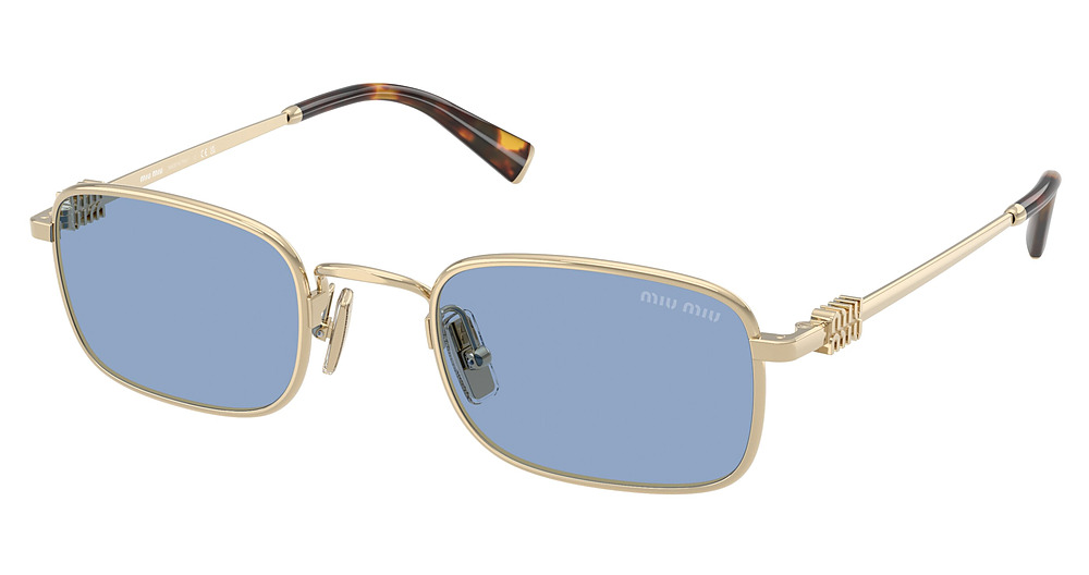 Miu Miu MU A53S rectangle sunglasses in Pale Gold/Light Blue