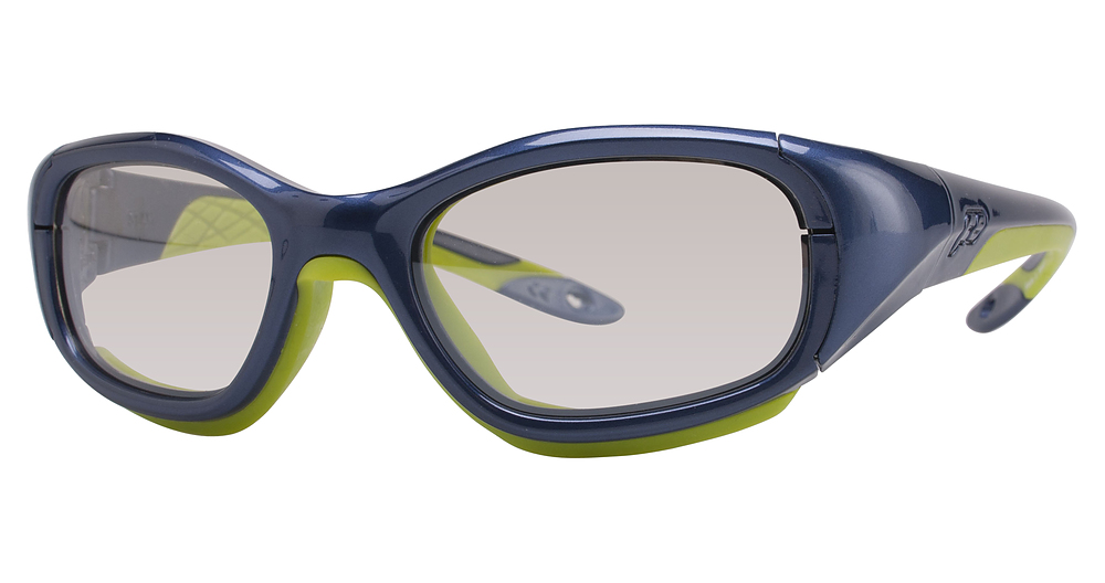 Shiny Navy/Green / Clear With Silver Flash Mirror