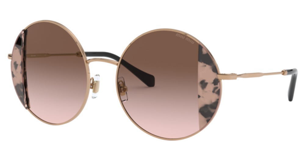Miu Miu MU 57VS round sunglasses in Pink Havana/Pink Gold/Brown Gradient
