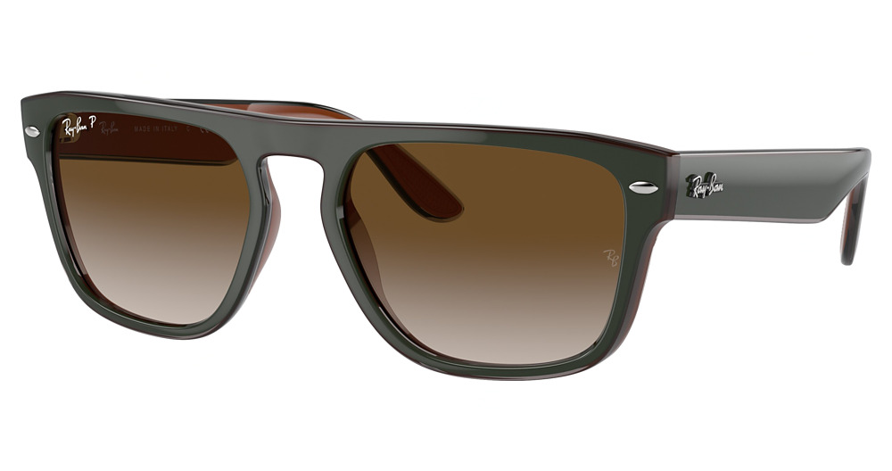 Ray-Ban RB4407 square sunglasses in Green Dark Grey Transp.
