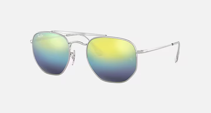 Ray-Ban RB3648 THE MARSHAL aviator sunglasses in Silver/Green Mirror Blue