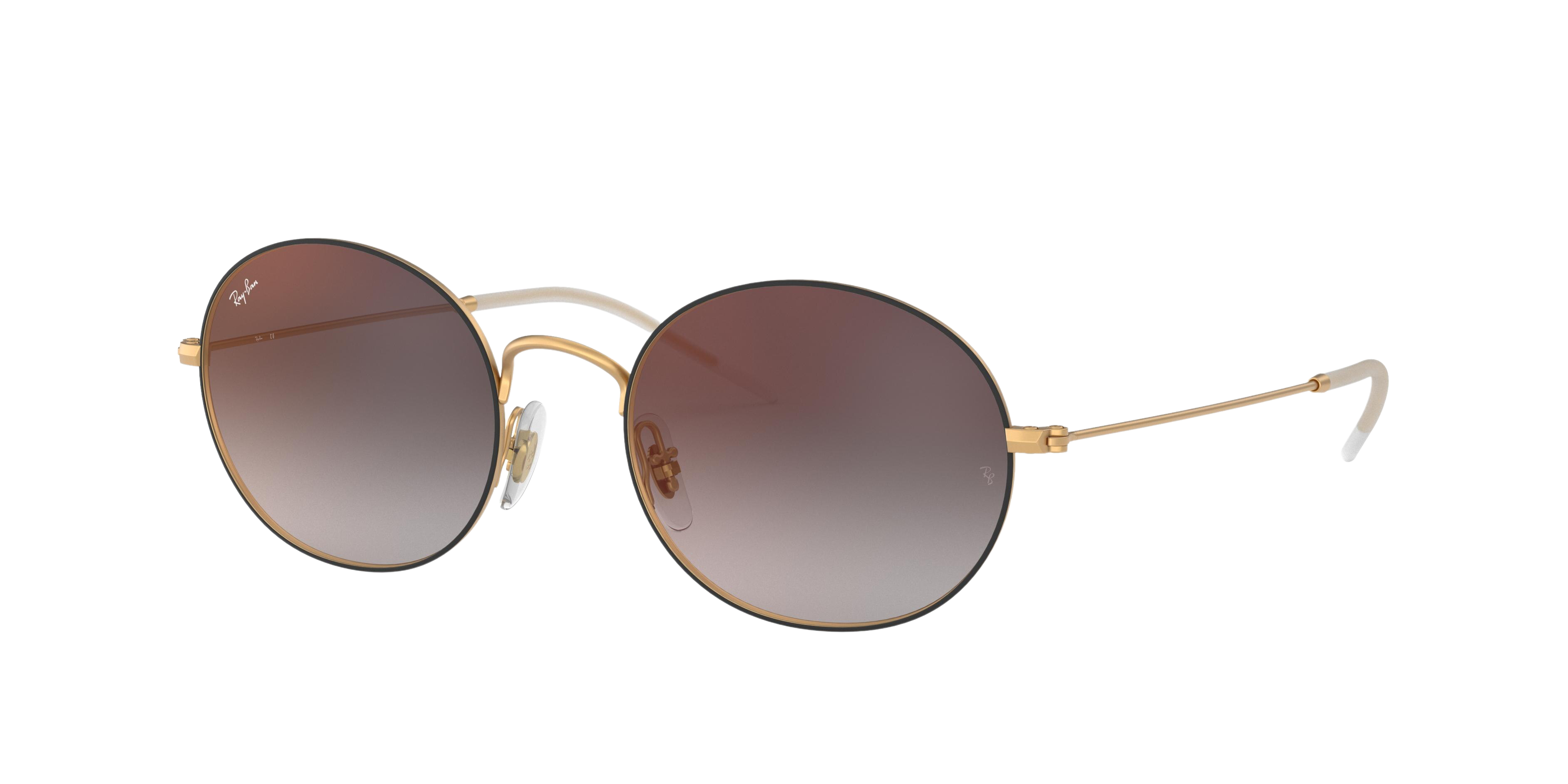 Ray-Ban RB3594 round sunglasses in Rubber Gold on Top Black