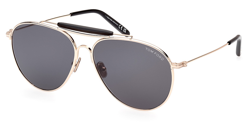 Tom Ford FT0995 aviator sunglasses in Shiny Rose Gold/Smoke
