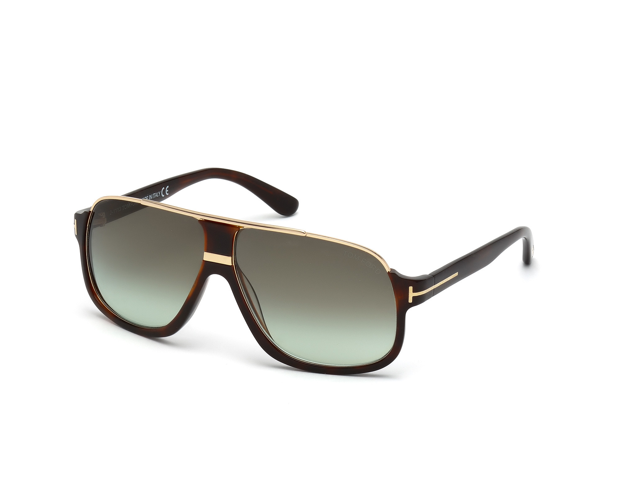 Shiny Dark Havana, Shiny Rose Gold Details / Gradient Green Lenses