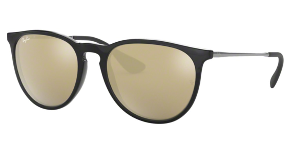 Ray-Ban RB4171F ERIKA round sunglasses in Black/Light Brown Mirror Gold