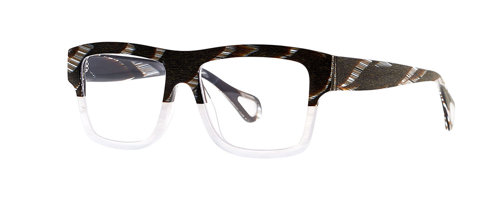 DARK BROWN HORN+WHITE (WOODEN/SHINE)