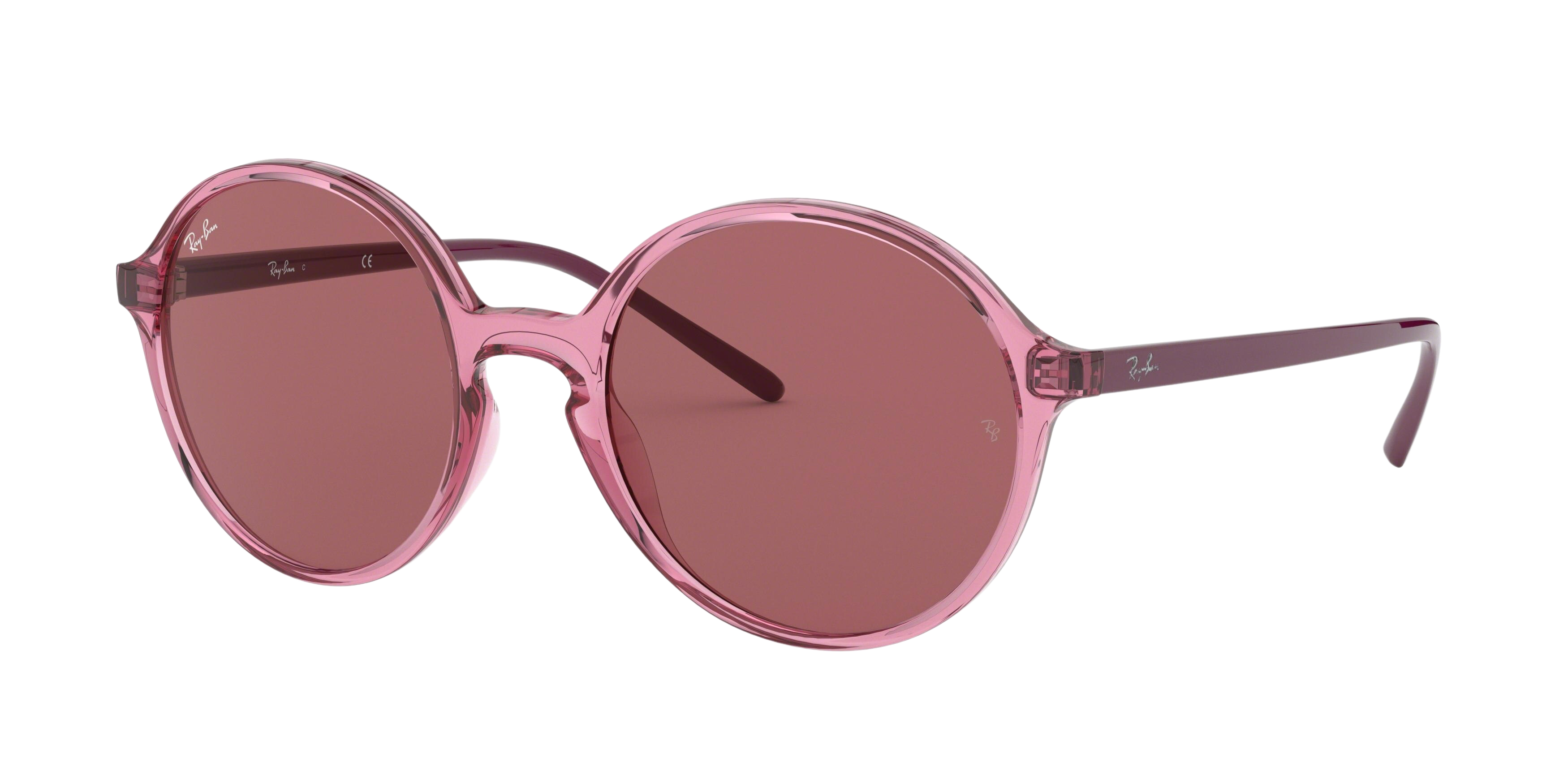 Ray-Ban RB4304F round sunglasses in Transparent Pink