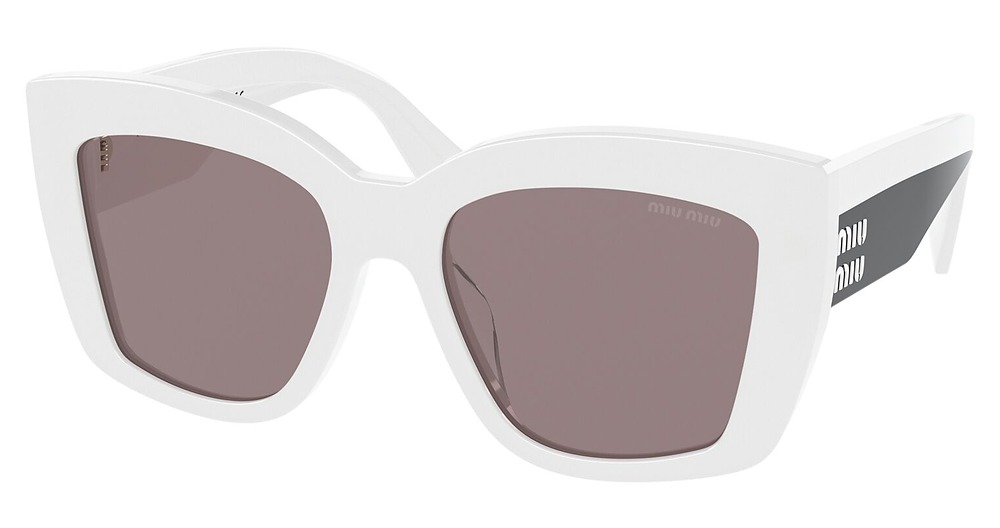 Miu Miu MU 04WS cateye sunglasses in White Opal/Purple Brown