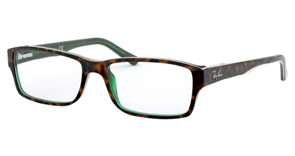 Ray-Ban RX5169 rectangle eyeglasses in Havana on Transparent Grey