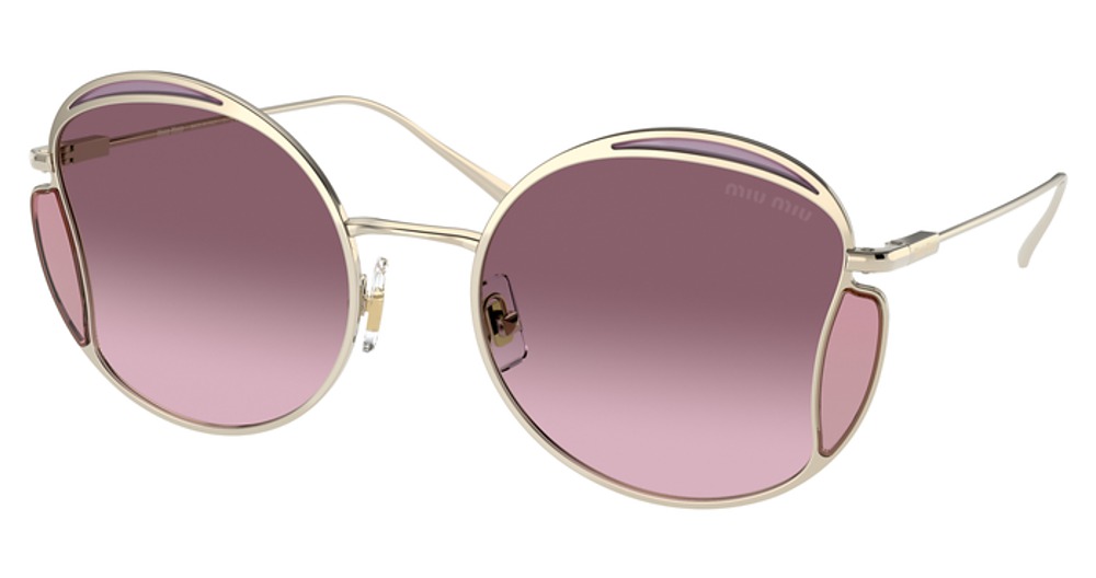 Miu Miu MU 56XS round sunglasses in Pale Gold/Pink Gradient