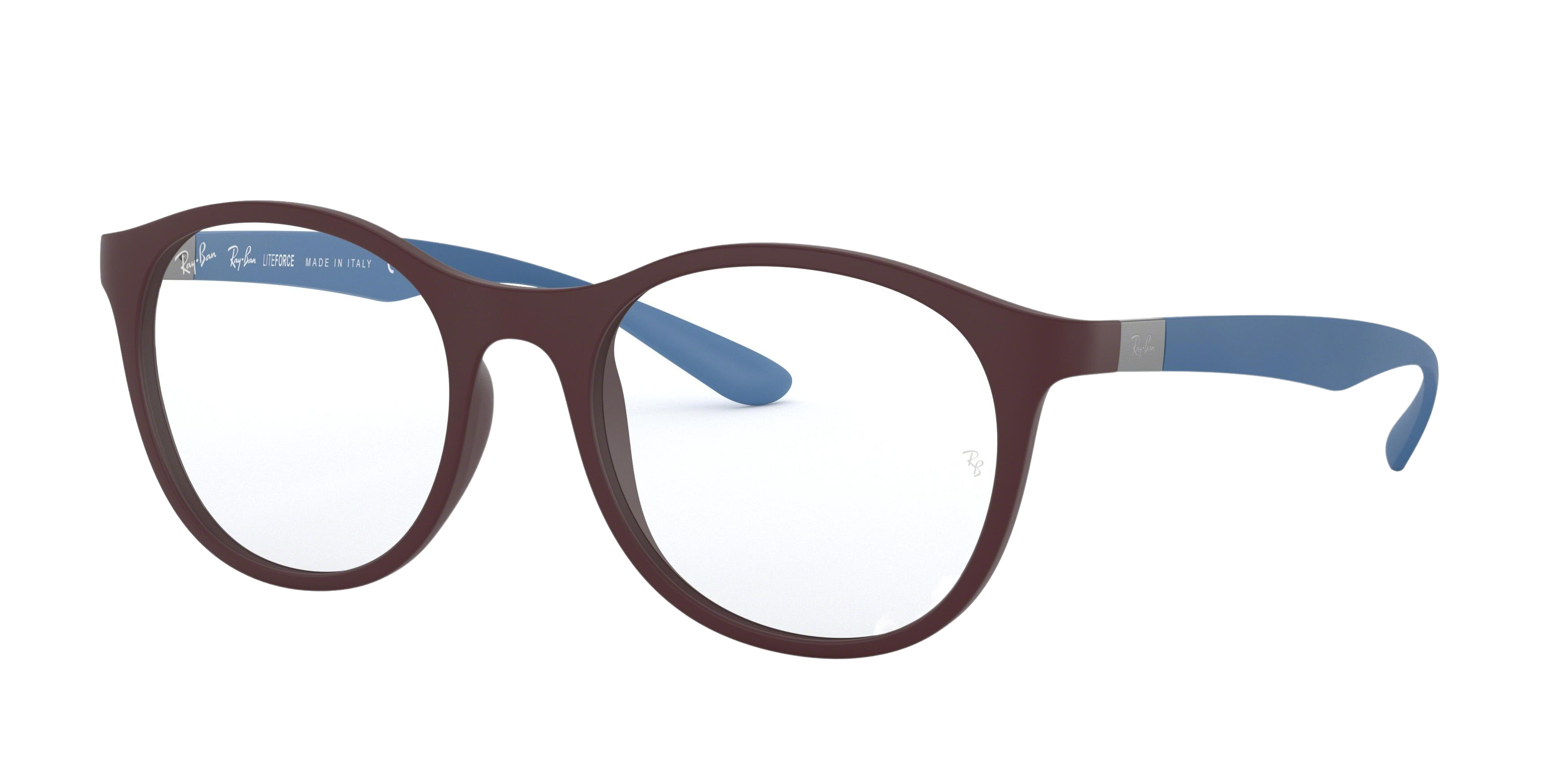 Ray-Ban RX7166 round eyeglasses in Sand Dark Violet