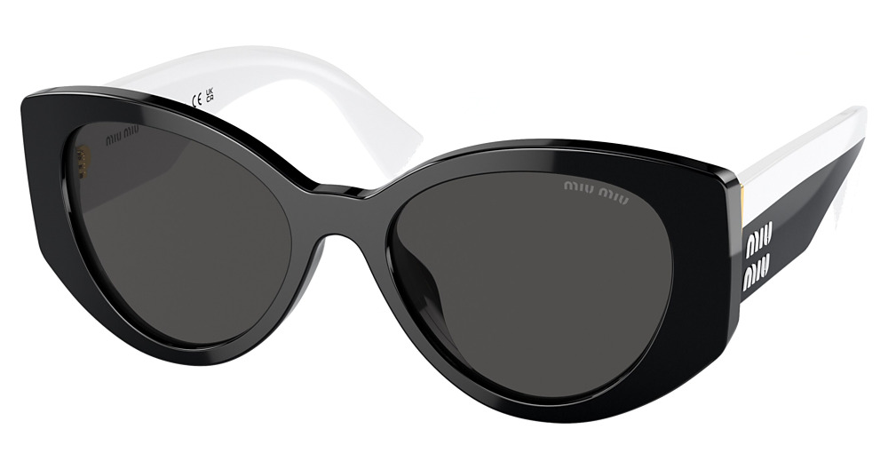 Miu Miu MU 03WS round sunglasses in Black/Dark Grey