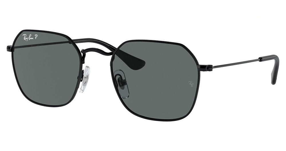 Ray-Ban RJ9594S irregular sunglasses in Black/Dark Grey Polarized