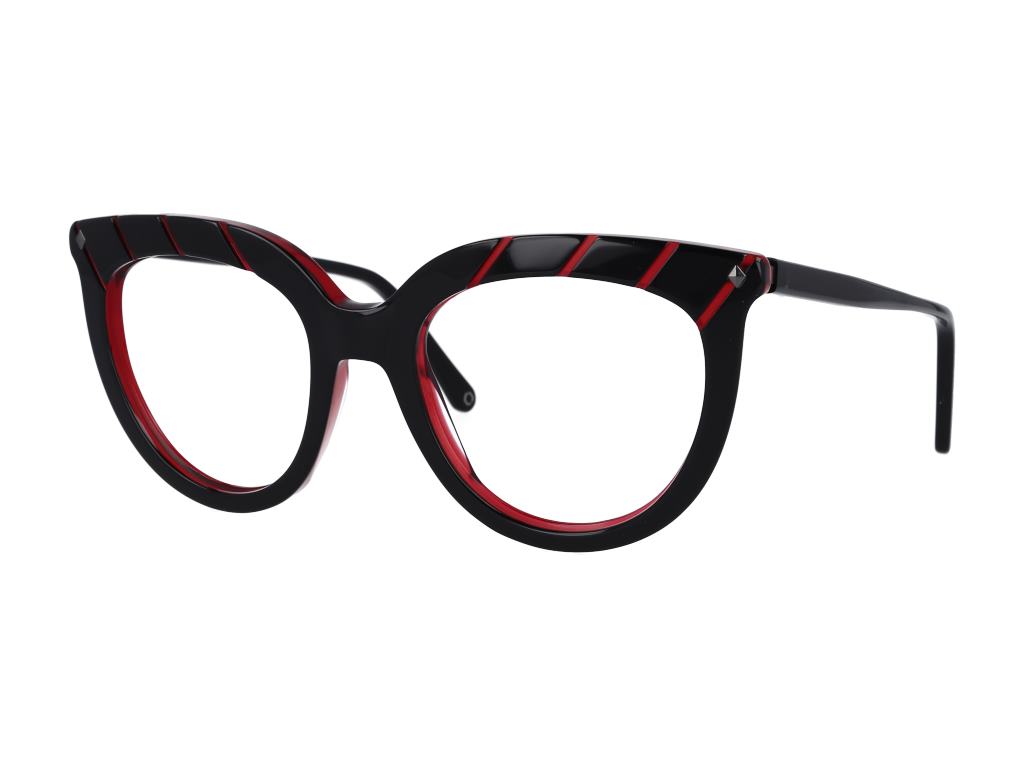 O-SIX OV-823 cateye eyeglasses in Black + Red