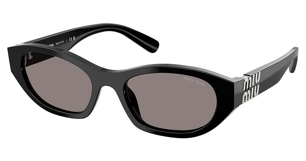 Miu Miu MU A03S round sunglasses in Black/Dark Grey