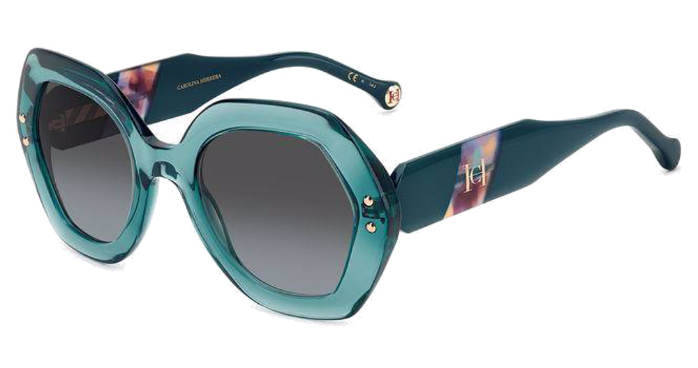 Carolina Herrera HER 0126/S irregular sunglasses in Teal Havana/Grey Green