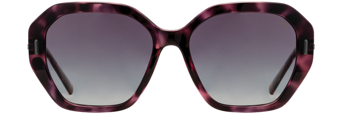 Blush tortoiseshell acetate oversized irregular sunglasses with gradient violet lenses