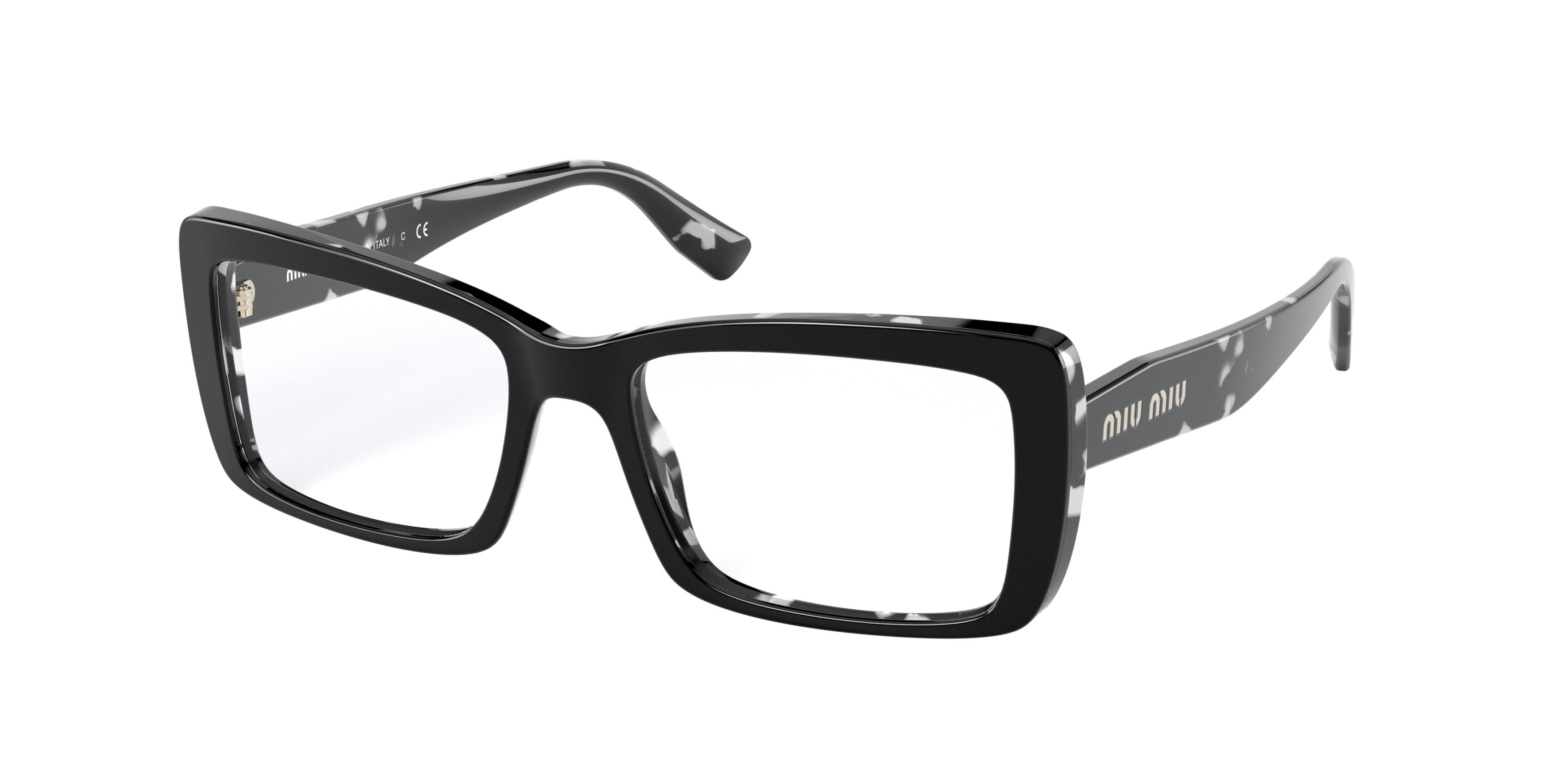 Miu Miu MU 03SV rectangle eyeglasses in Havana Black White Top Black