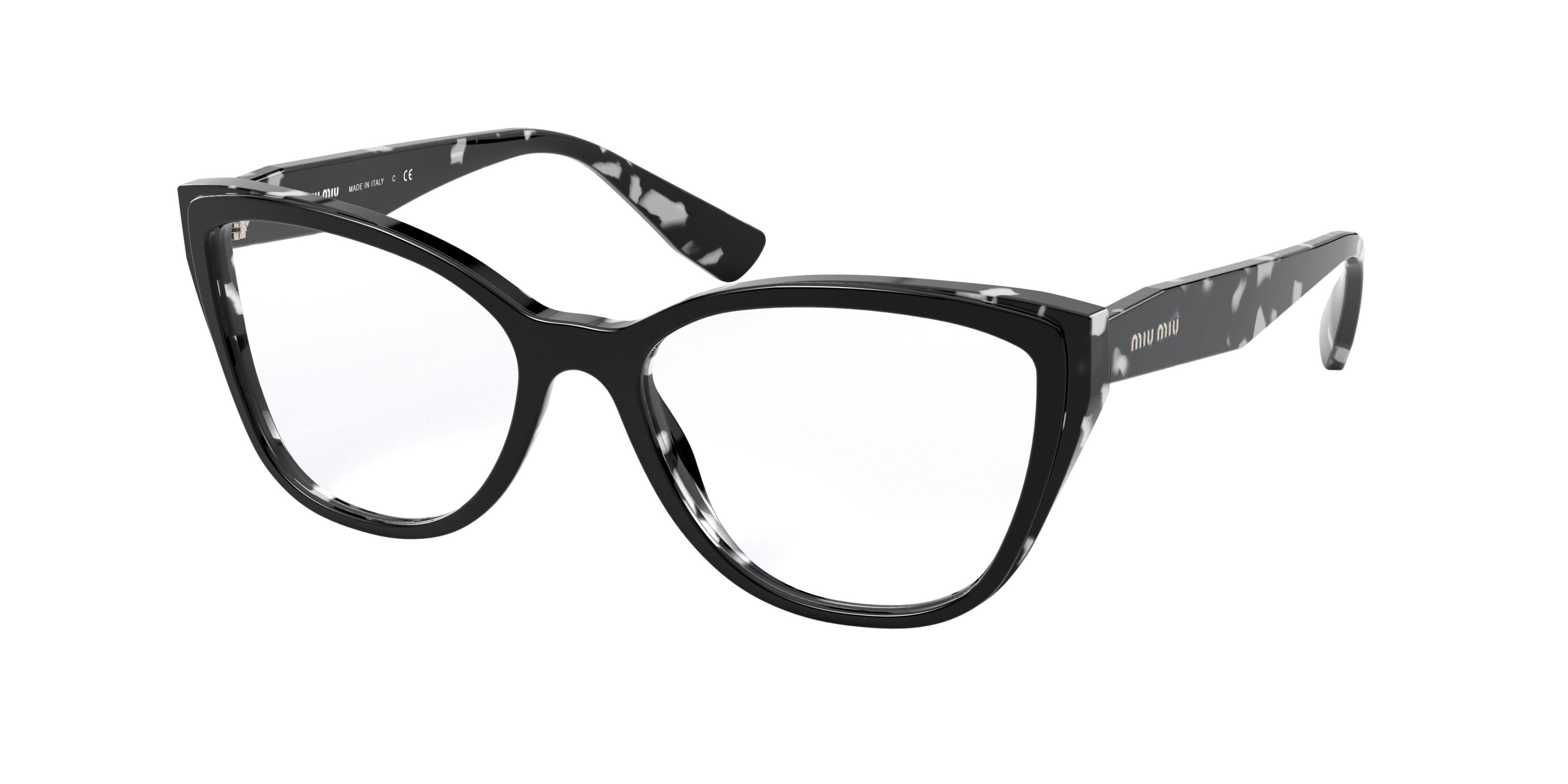 Miu Miu MU 04SVA rectangle eyeglasses in Havana Black White Top Black