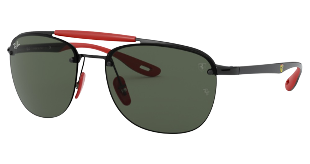 Ray-Ban RB3662M aviator sunglasses in Black/Dark Green