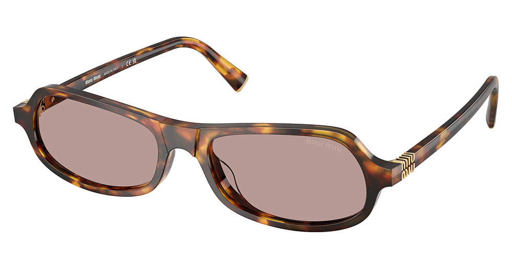 Miu Miu MU B10SU rectangle sunglasses in Honey Havana/Light Purple Brown