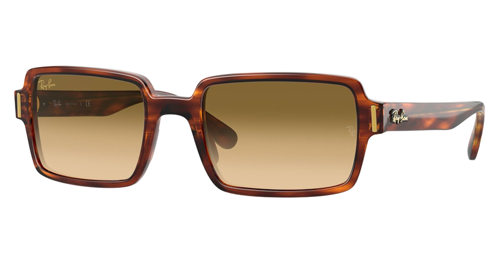 Ray-Ban RB2189 square sunglasses in Striped Havana/Clear Gradient Brown