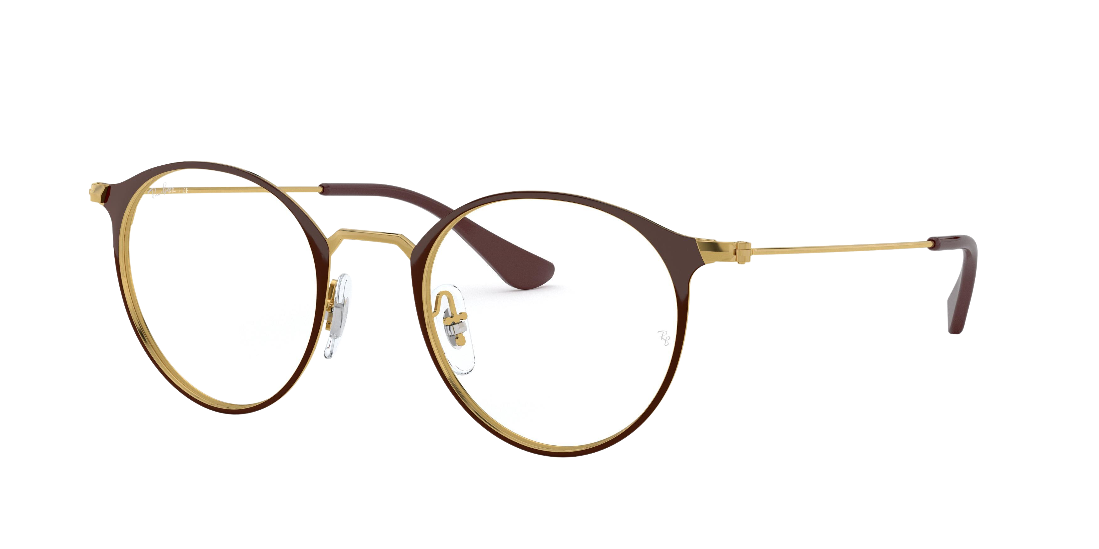 Ray-Ban RX6378F round eyeglasses in Top Brown on Trasp Brown
