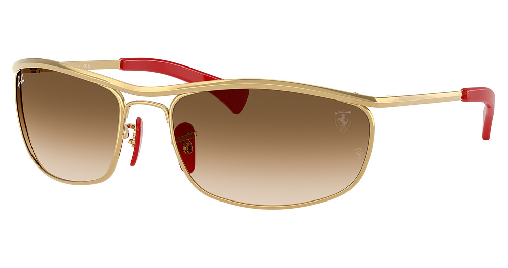 Ray-Ban RB3819M round sunglasses in Gold/Clear Gradient Brown