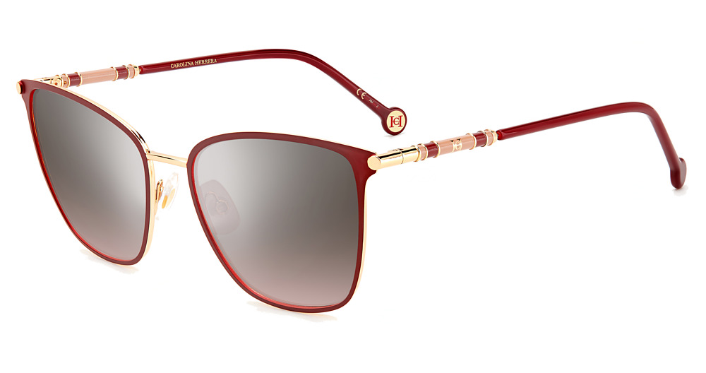 Carolina Herrera CH 0030/S rectangle sunglasses in Gold Burgundy/Brwn Sh Slvr Mr
