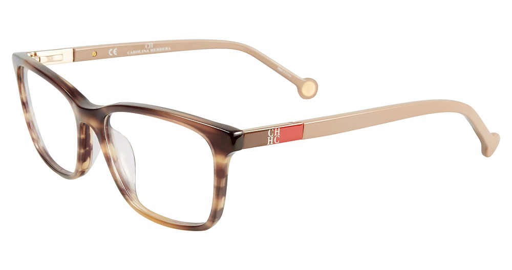 Carolina Herrera VHE673K square eyeglasses in Clear Brown 06 Hn