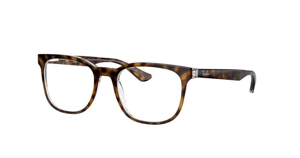 Ray-Ban RX5369 square eyeglasses in Havana on Transparent