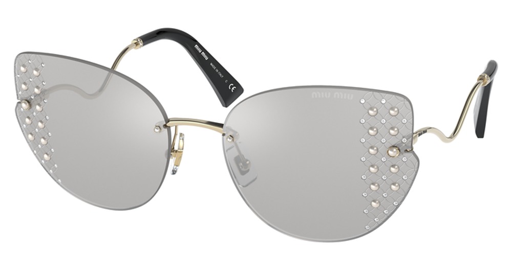 Miu Miu MU 51XS cateye sunglasses in Pale Gold/Light Grey Mirror Silver