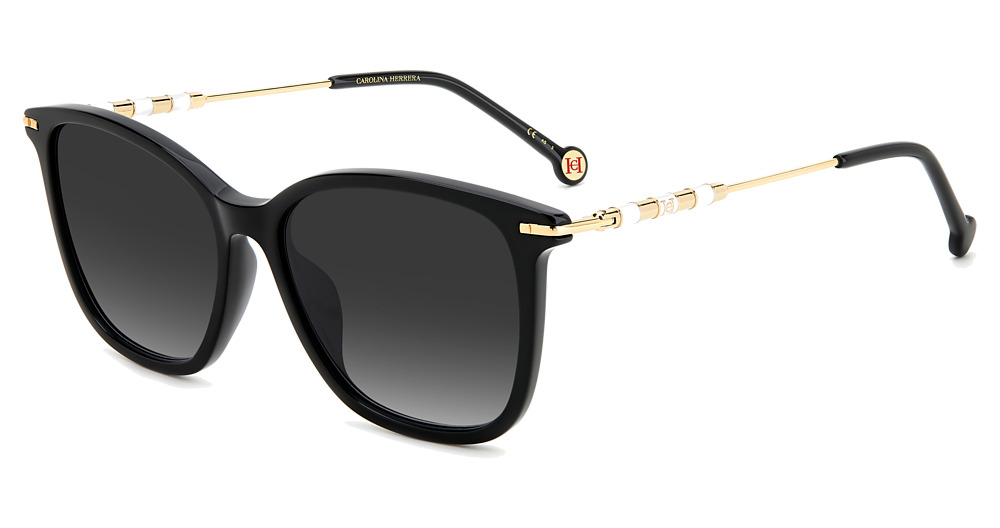 Carolina Herrera HER 0100/G/S rectangle sunglasses in Black/Dark Grey Shaded