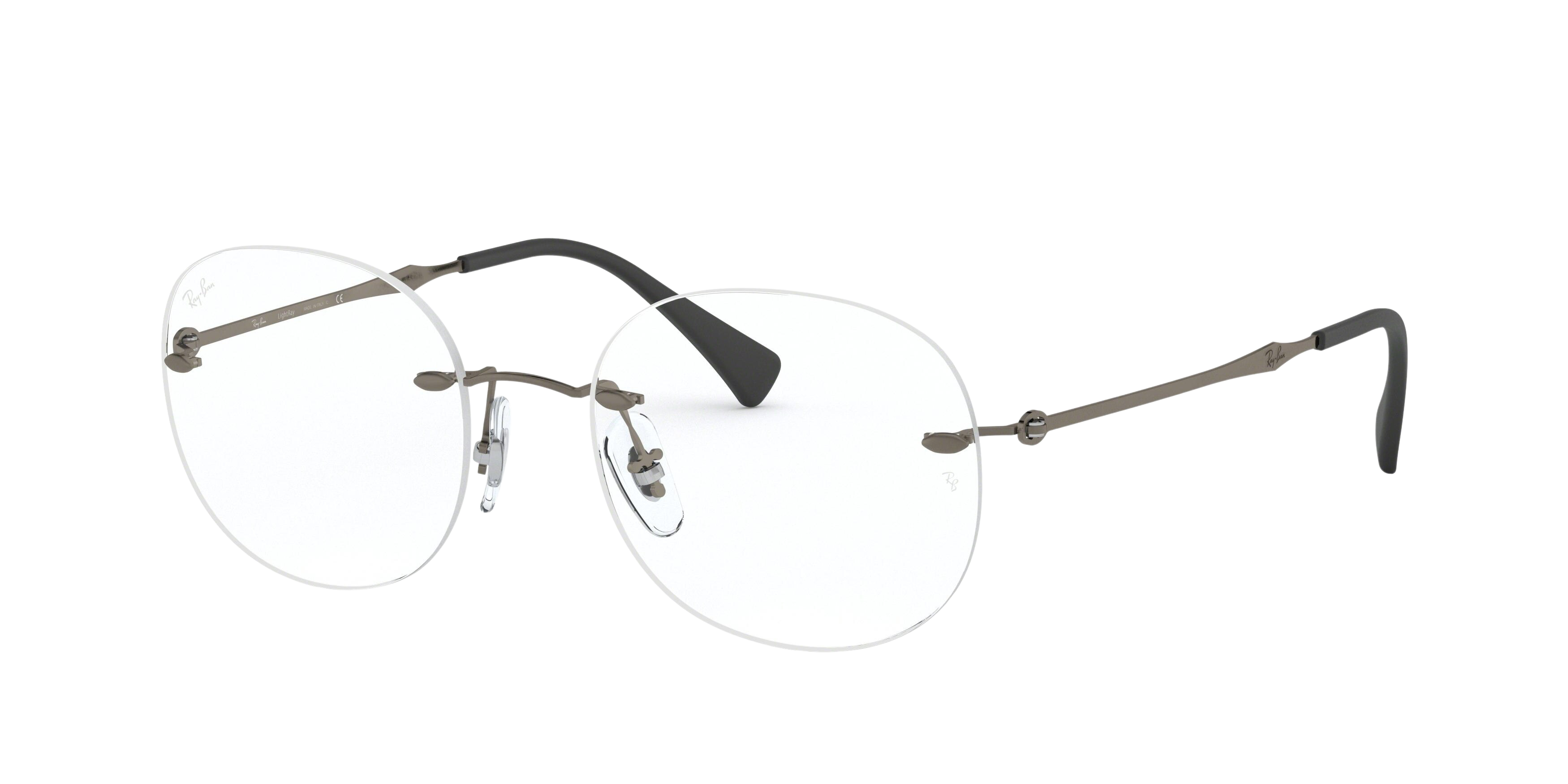 Ray-Ban RX8747 round eyeglasses in Matte Dark Gunmetal