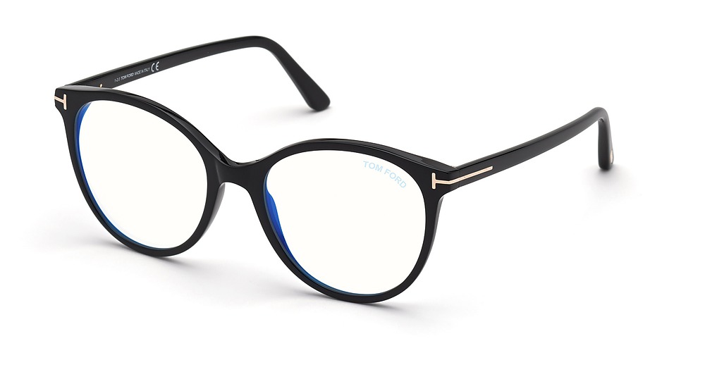 Tom Ford FT5742-B round eyeglasses in Shiny Black