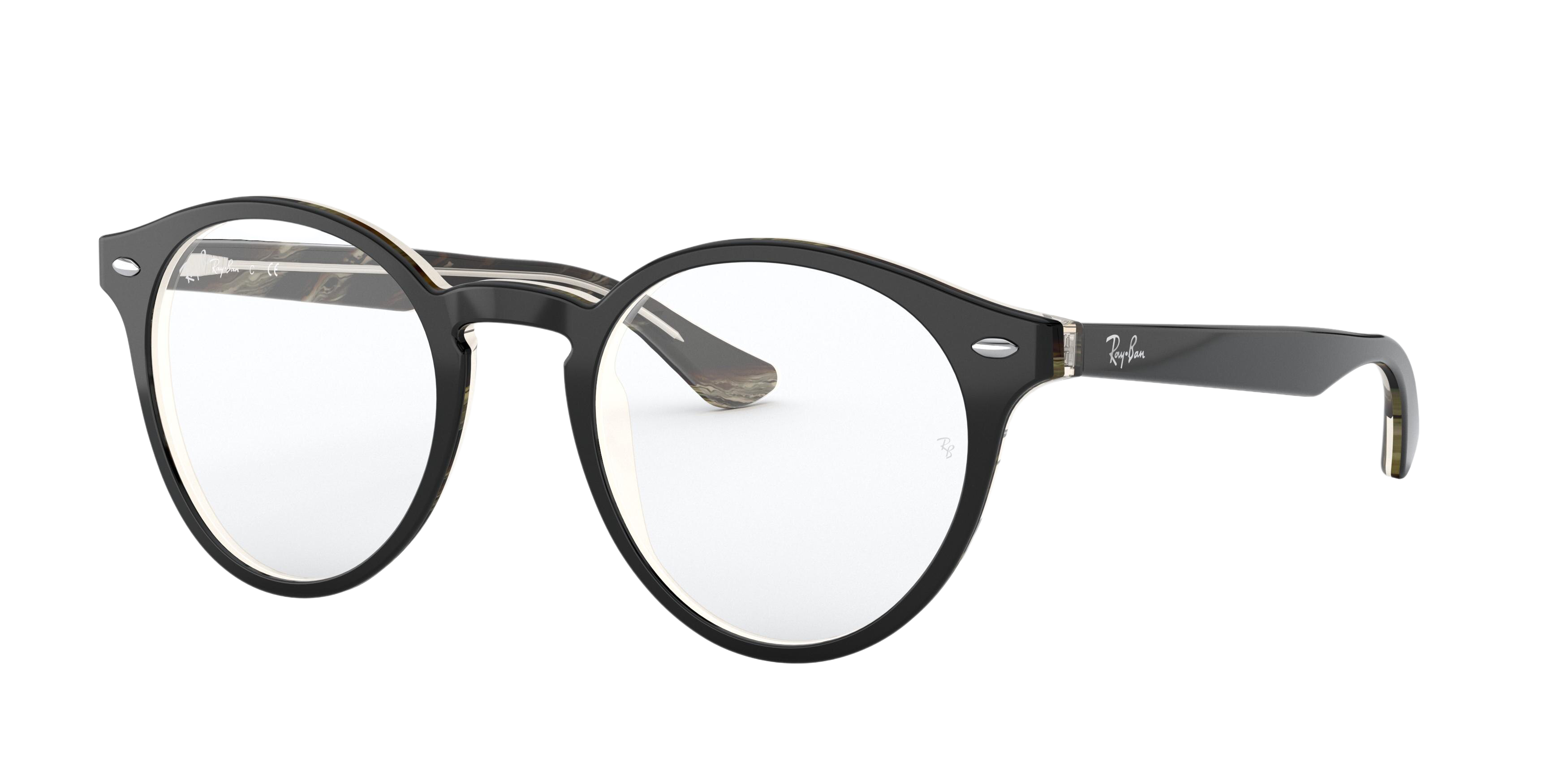Ray-Ban RX5376 round eyeglasses in Top Black/Dark Brown/Yellow