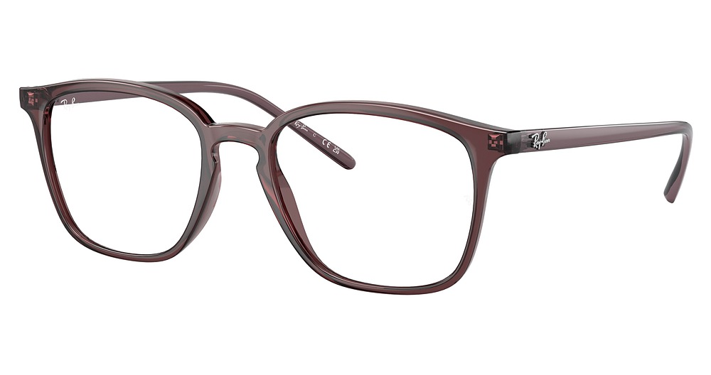 Ray-Ban RX7185F round eyeglasses in Transparent Brown