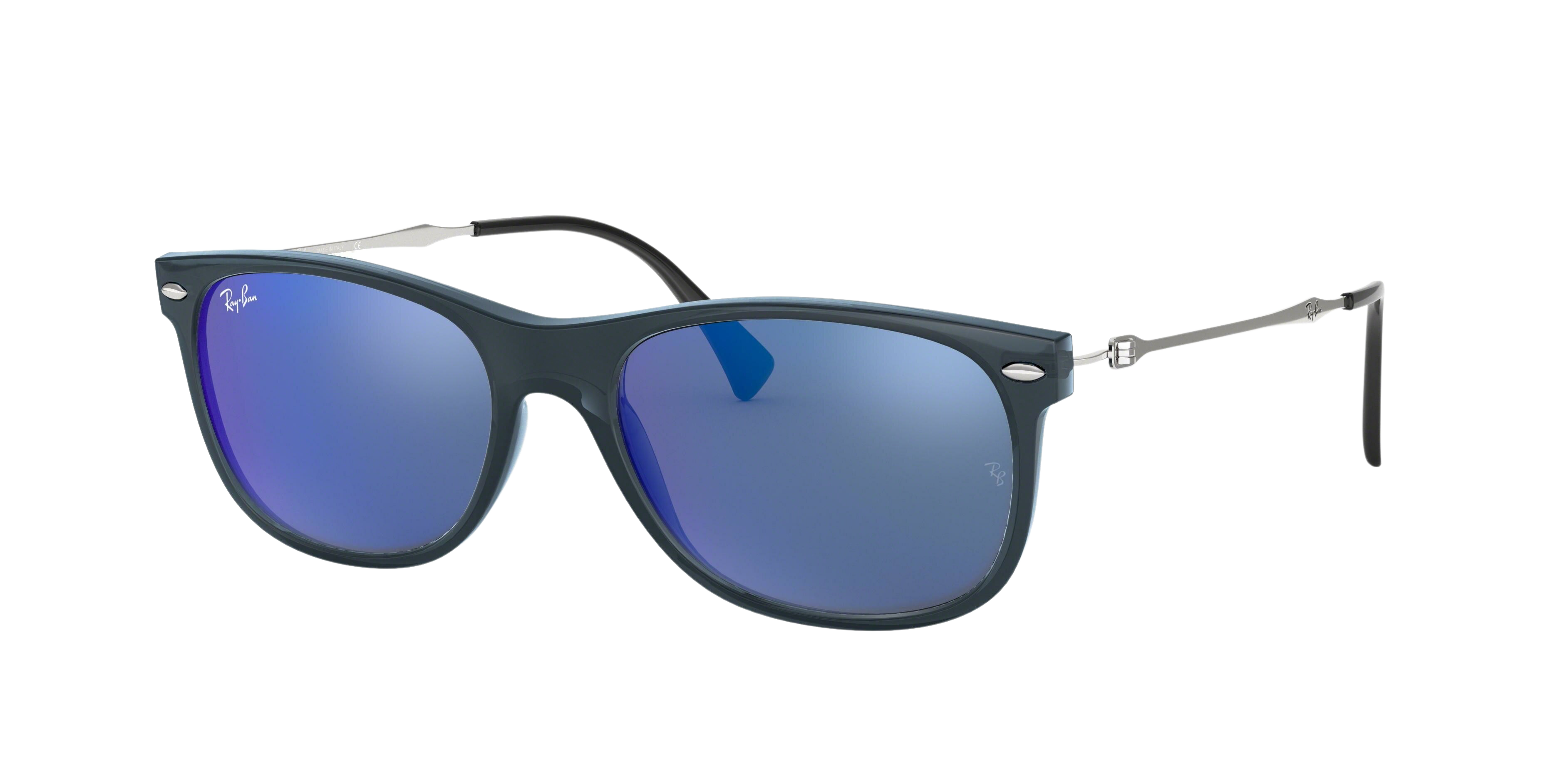Ray-Ban RB4318 square sunglasses in Transparent Blue