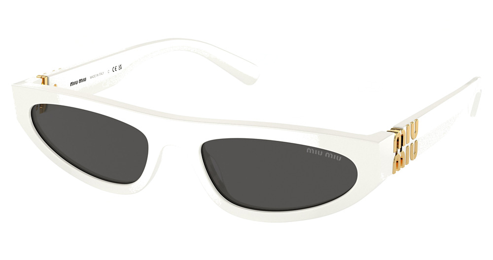 Miu Miu MU 07ZS round sunglasses in White Ivory/Dark Grey