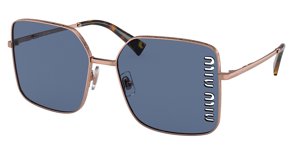 Miu Miu MU 51YS square sunglasses in Rose Gold/Dark Blue