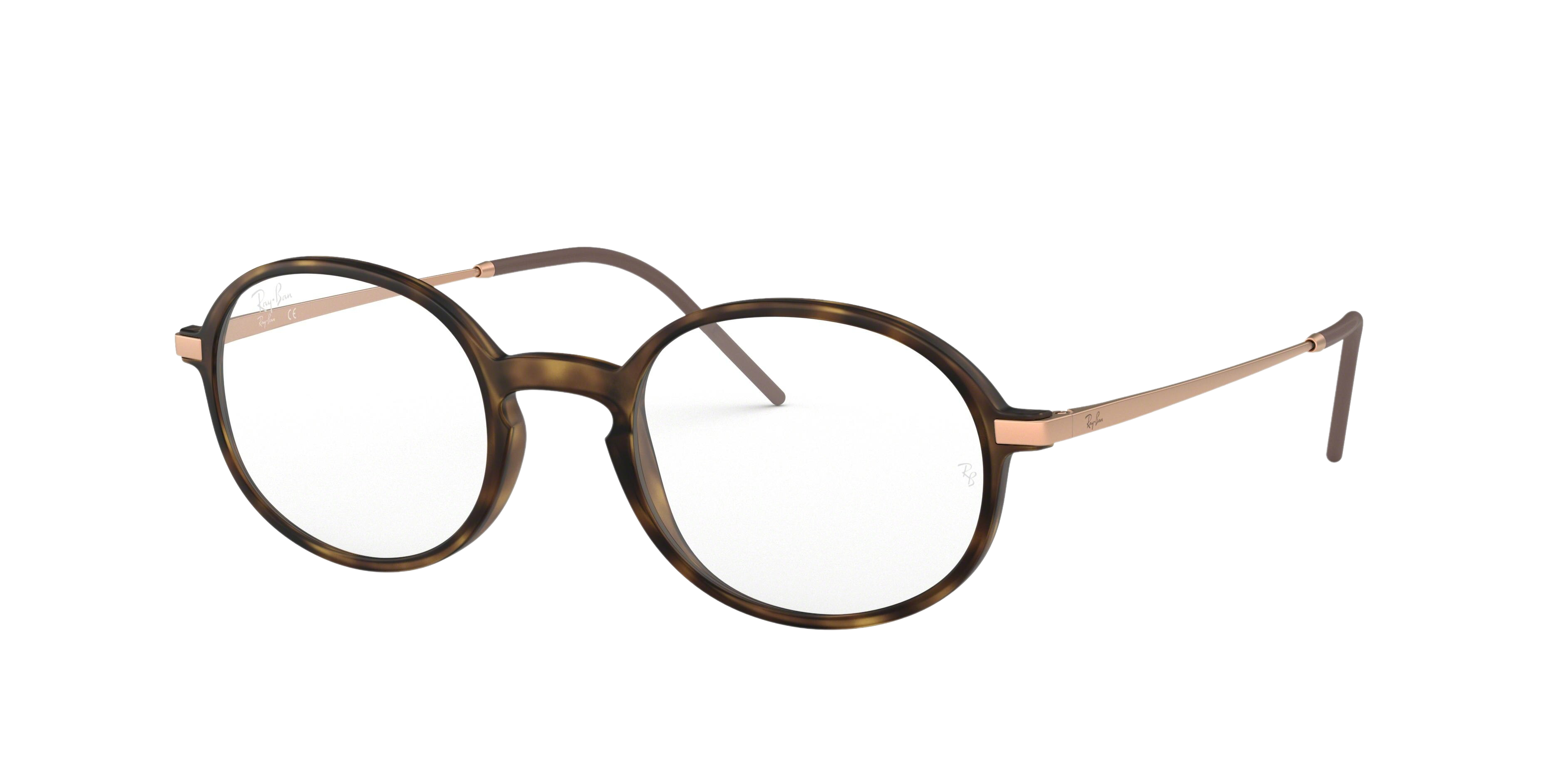 Ray-Ban RX7153 round eyeglasses in Rubber Havana